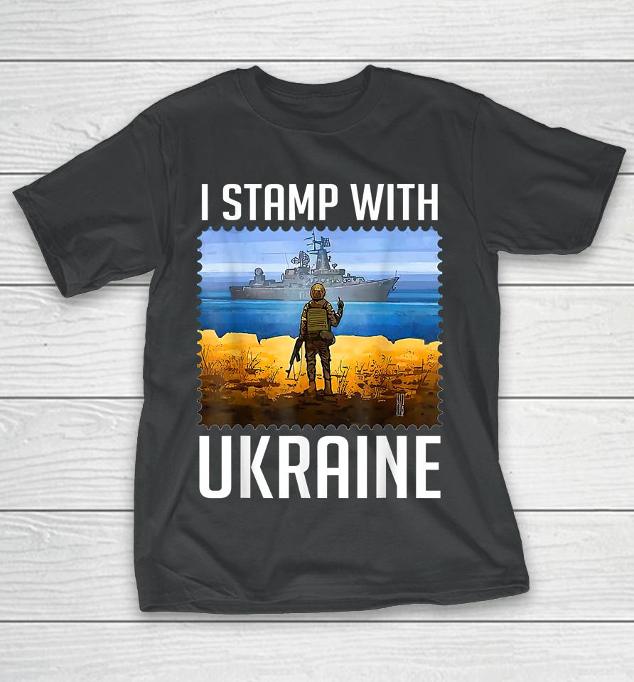 I Stamp With Ukraine Postage Stamp Flag Pride T-Shirt