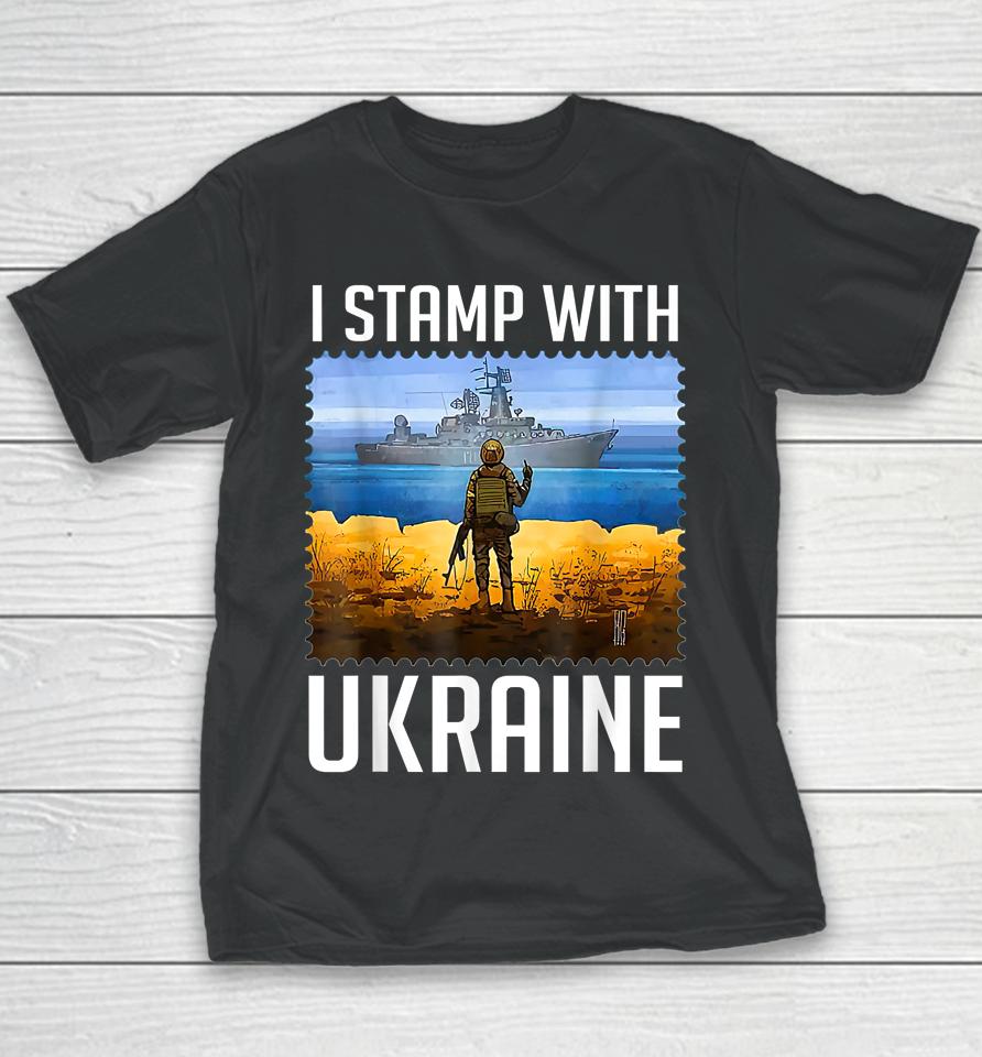I Stamp With Ukraine Postage Stamp Flag Pride Youth T-Shirt