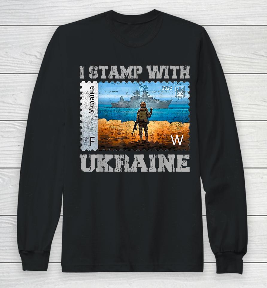 I Stamp With Ukraine Vintage Postage Stamp Flag Pride Long Sleeve T-Shirt