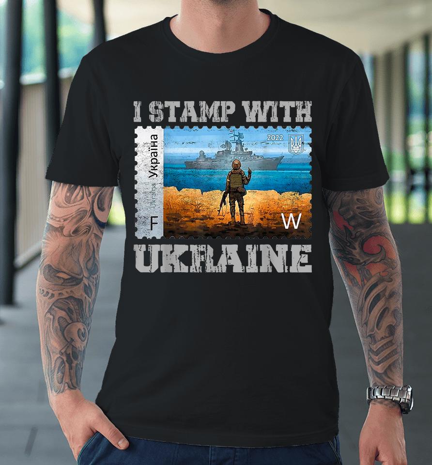 I Stamp With Ukraine Vintage Postage Stamp Flag Pride Premium T-Shirt