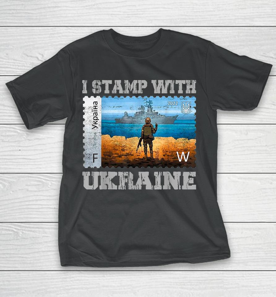 I Stamp With Ukraine Vintage Postage Stamp Flag Pride T-Shirt