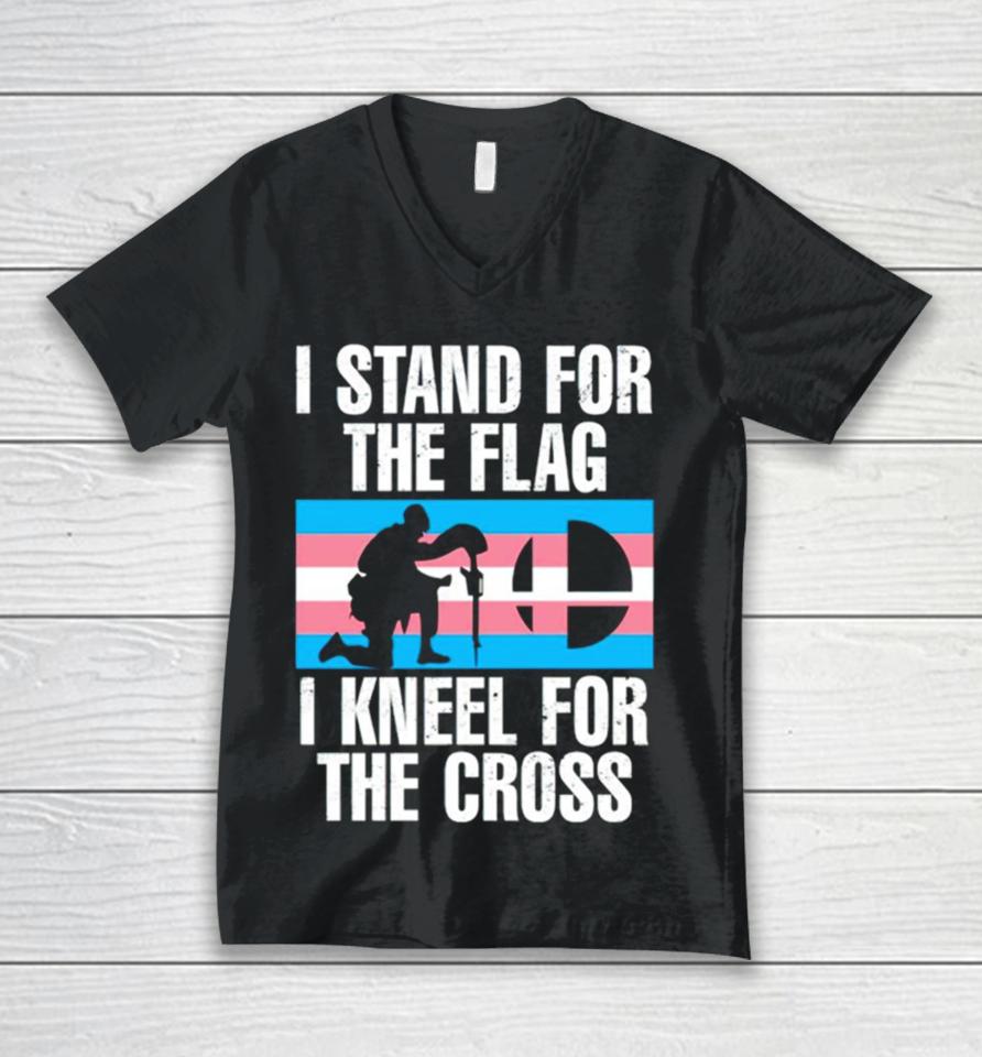 I Stand For The Flag I Kneel For The Cross Trans Rights Unisex V-Neck T-Shirt