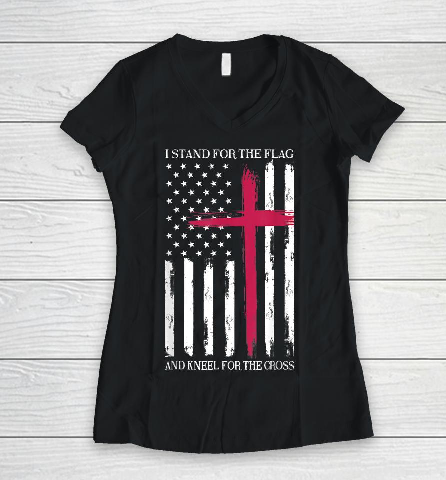 I Stand For The Flag Memorial Day Never Forget Veteran Women V-Neck T-Shirt