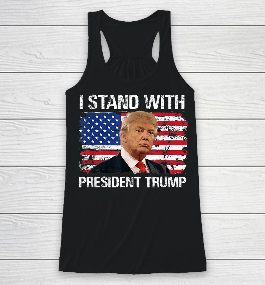 I Stand President Trump American Flag Racerback Tank