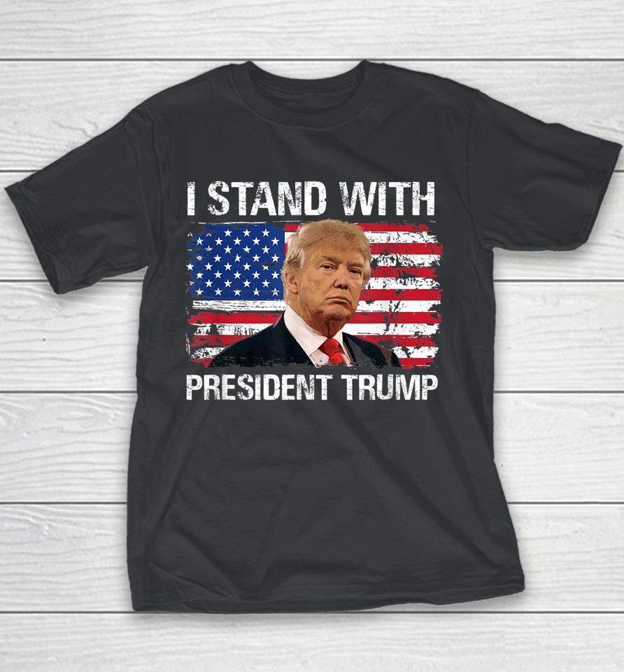 I Stand President Trump American Flag Youth T-Shirt