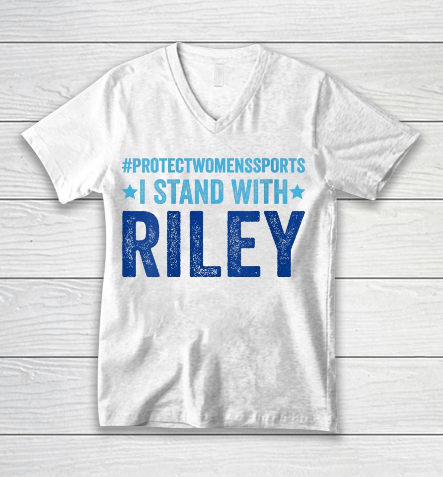 I Stand With Riley Gaines #Protectwomenssports Unisex V-Neck T-Shirt