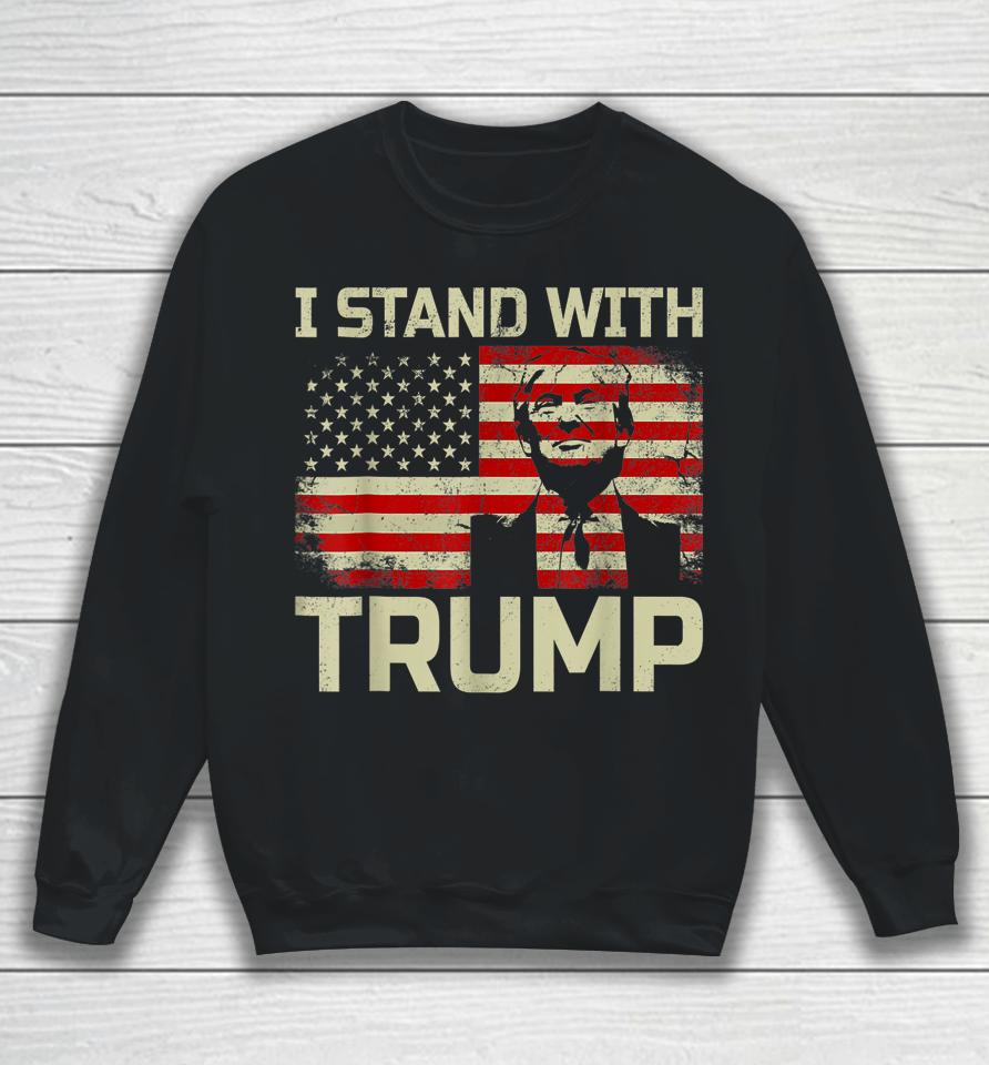 I Stand With Trump American Flag Usa Vintage Sweatshirt