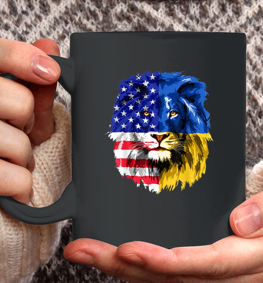 I Stand With Ukraine American Usa Flag Support Ukrainian Coffee Mug