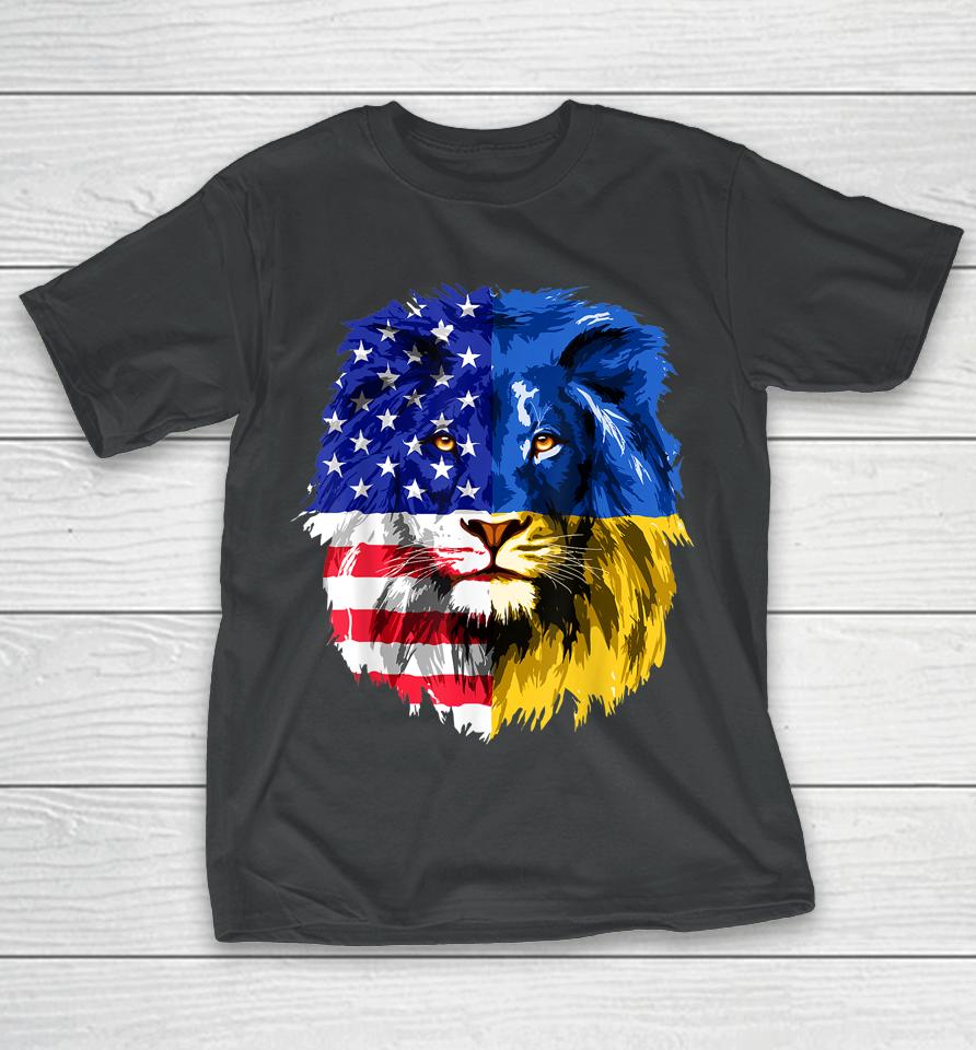 I Stand With Ukraine American Usa Flag Support Ukrainian T-Shirt