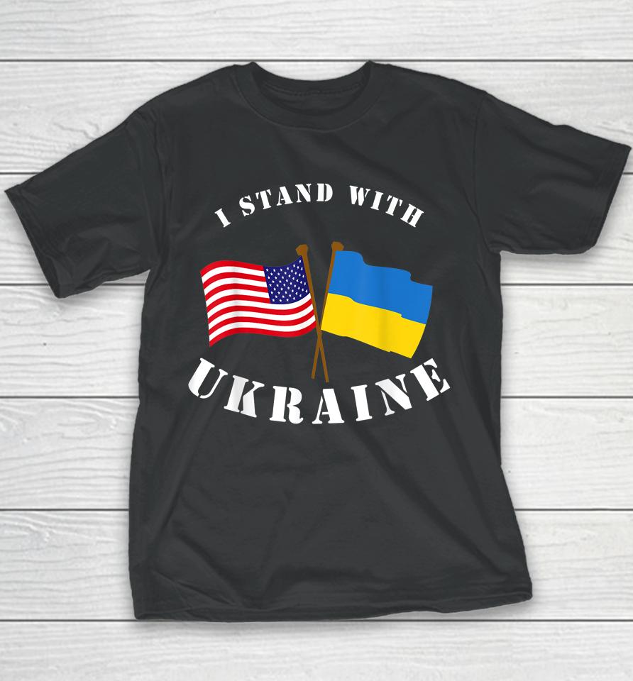I Stand With Ukraine Flag America Youth T-Shirt