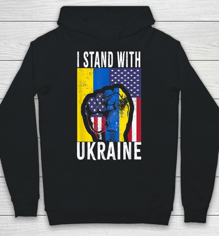 I Stand With Ukraine Flag American Flag Support Ukraine Hoodie