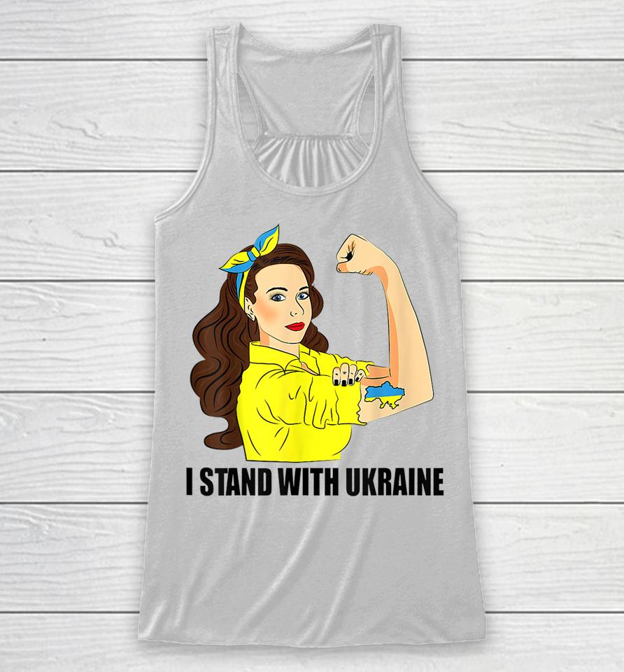 I Stand With Ukraine Power Girl Ukraininans Supporter Racerback Tank