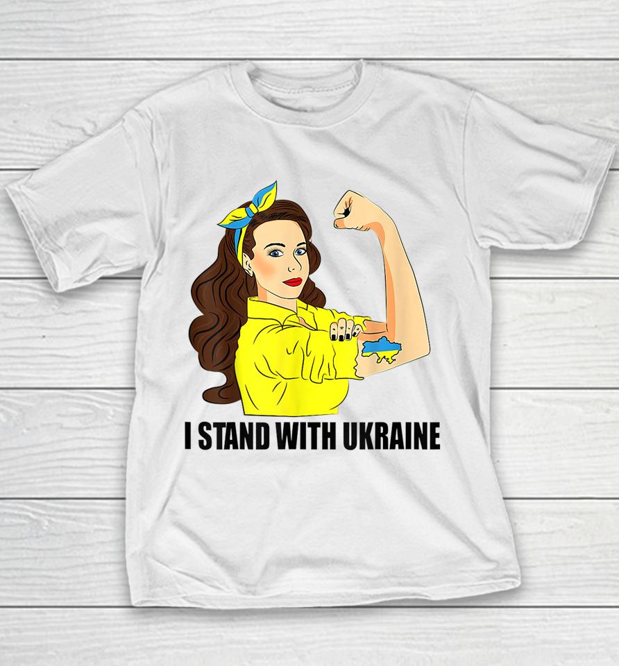 I Stand With Ukraine Power Girl Ukraininans Supporter Youth T-Shirt