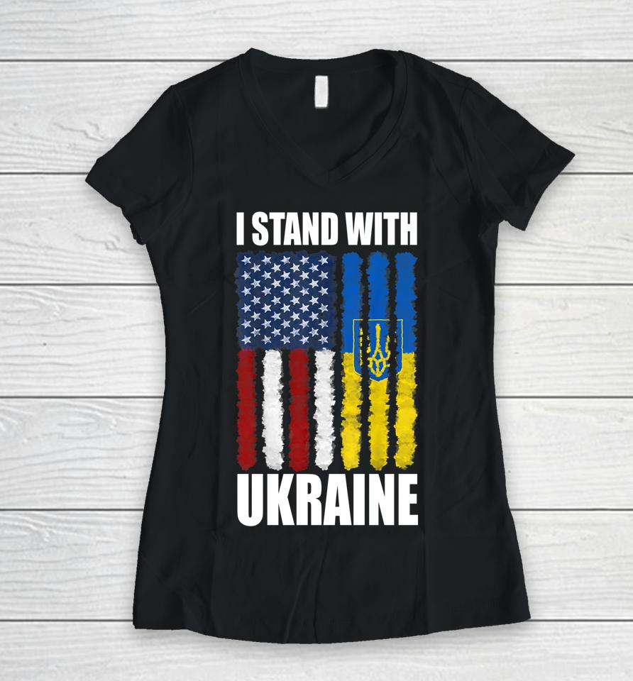 I Stand With Ukraine Women V-Neck T-Shirt
