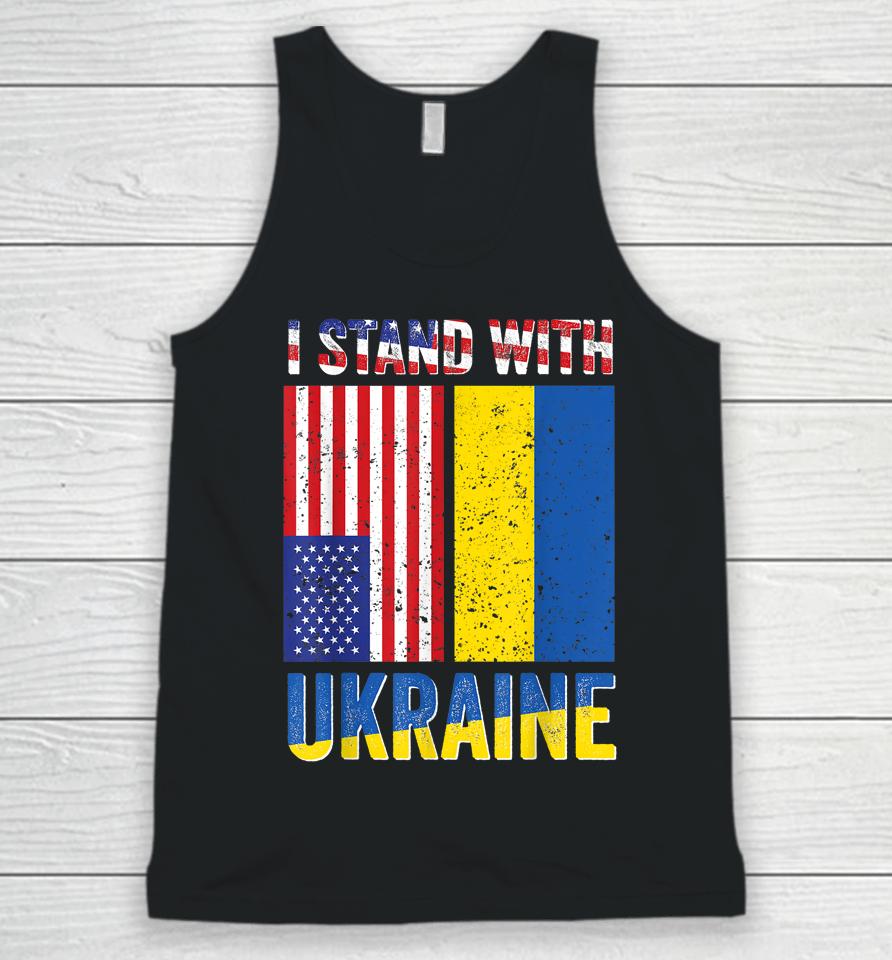 I Stand With Ukraine Support Ukrainian American Usa Flag Unisex Tank Top