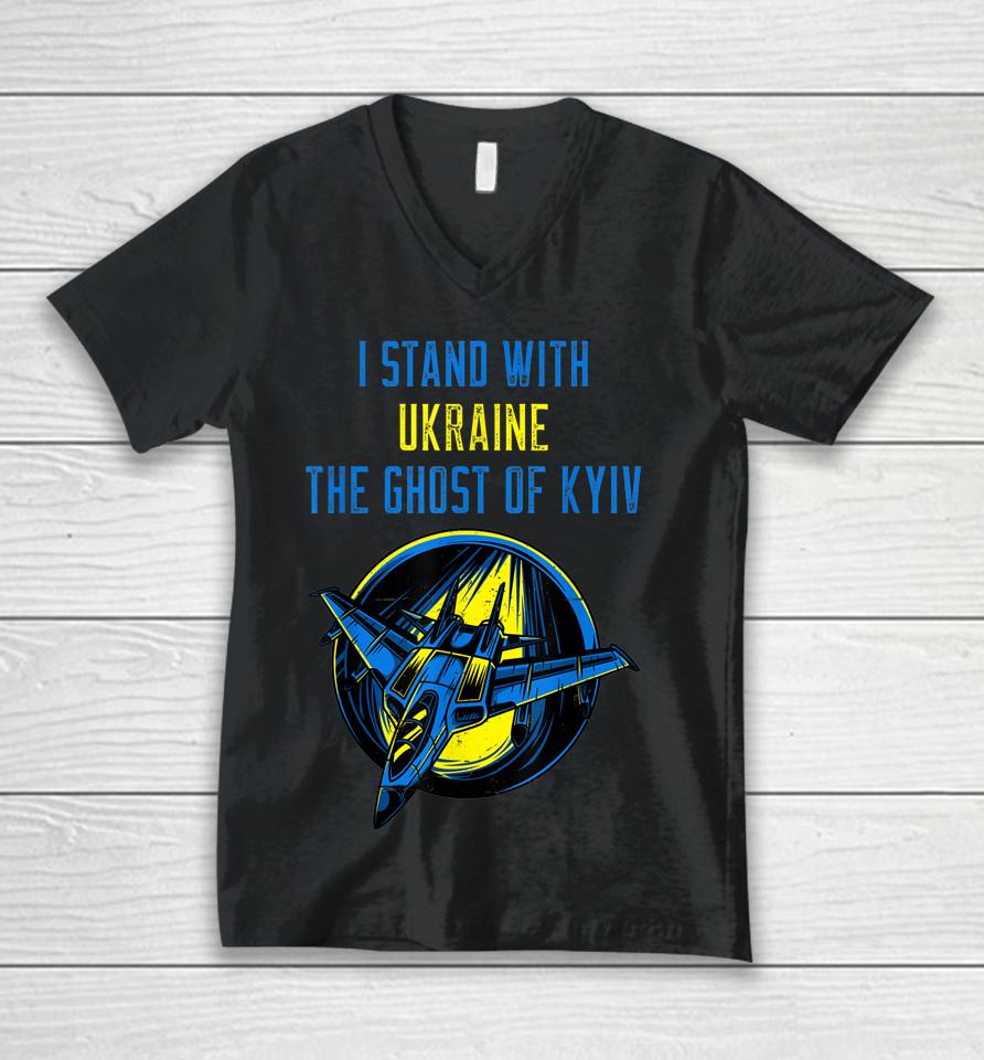 I Stand With Ukraine The Ghost Of Kyiv Unisex V-Neck T-Shirt