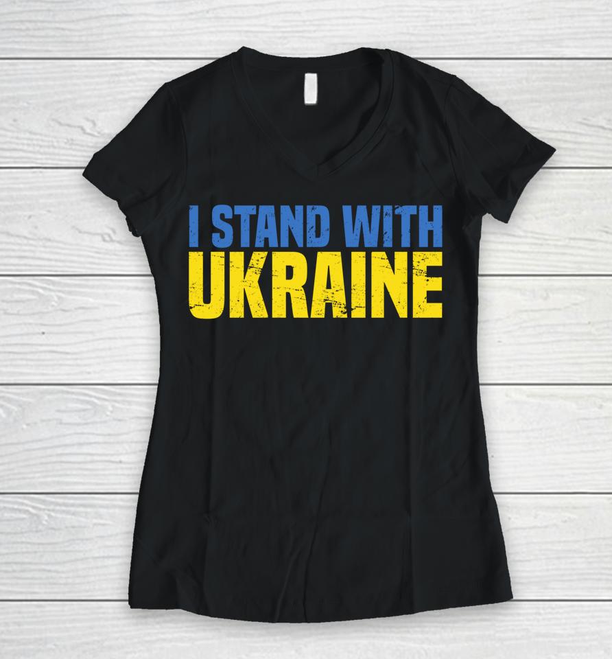 I Stand With Ukraine Vintage Women V-Neck T-Shirt