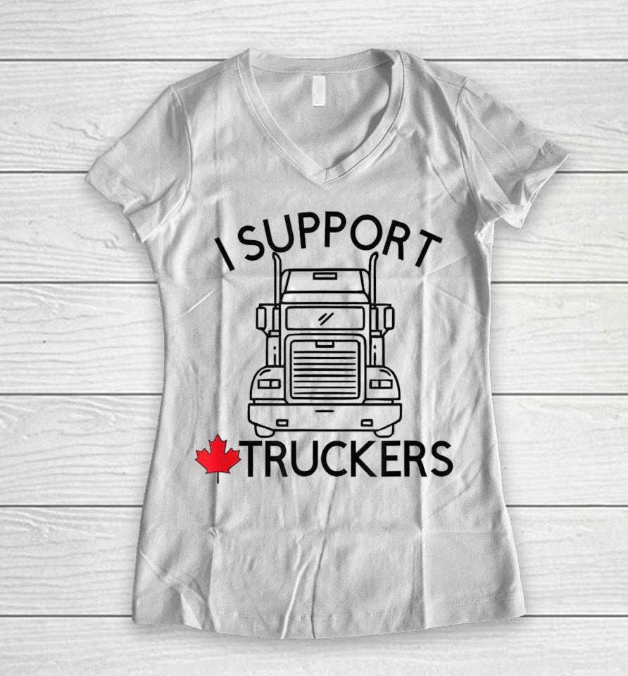 I Support Truckers Convoy Freedom Women V-Neck T-Shirt