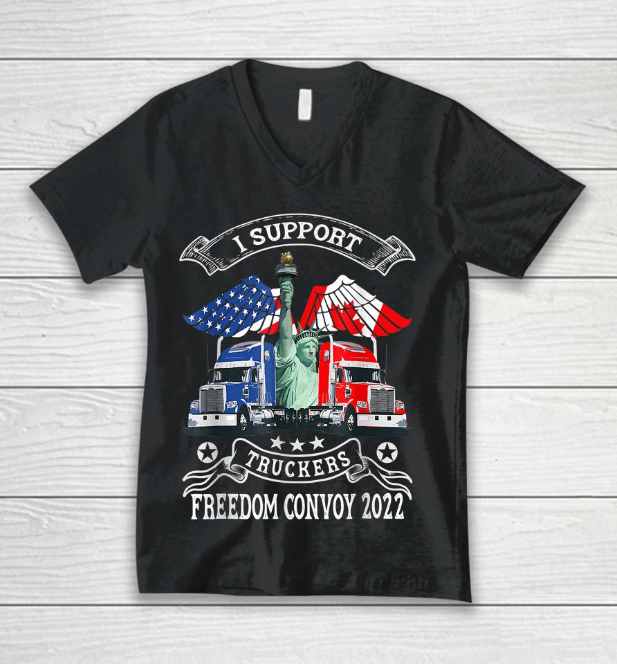 I Support Truckers Freedom Convoy 2022 Unisex V-Neck T-Shirt