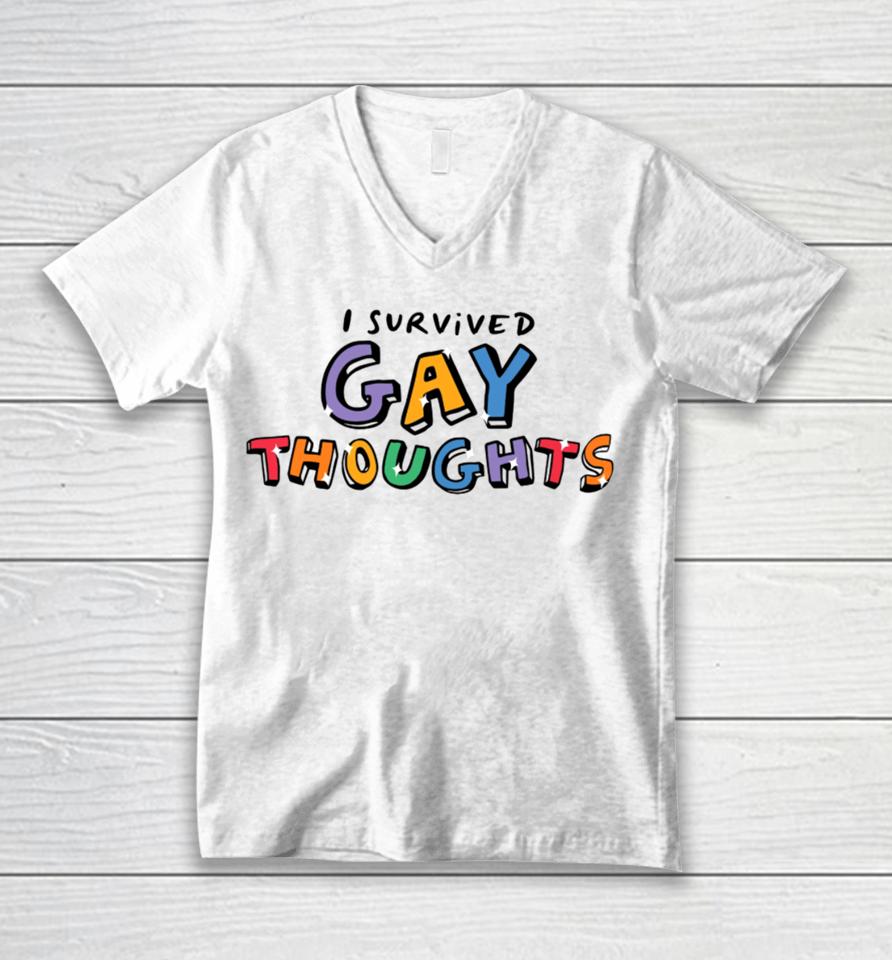 I Survived Gay Thoughts Unisex V-Neck T-Shirt
