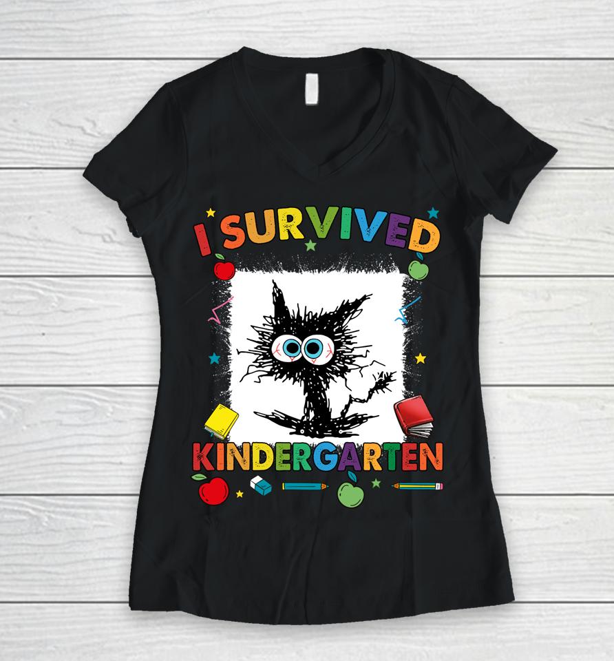 I Survived Kindergarten Last Day Of School Women V-Neck T-Shirt