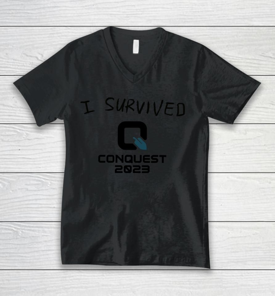 I Survived Q Conquest 2023 Unisex V-Neck T-Shirt