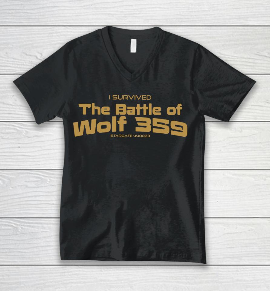 I Survived The Battle Of Wolf 359 Stargate 440023 Unisex V-Neck T-Shirt