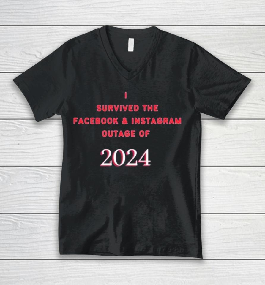 I Survived The Facebook And Instagram Outage Of 2024 Unisex V-Neck T-Shirt