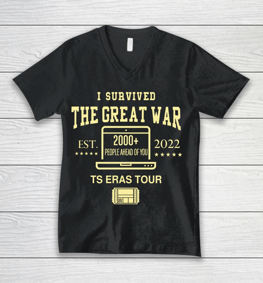 I Survived The Great War 2000 People Ahead Of You Ts Eras Tour Unisex V-Neck T-Shirt