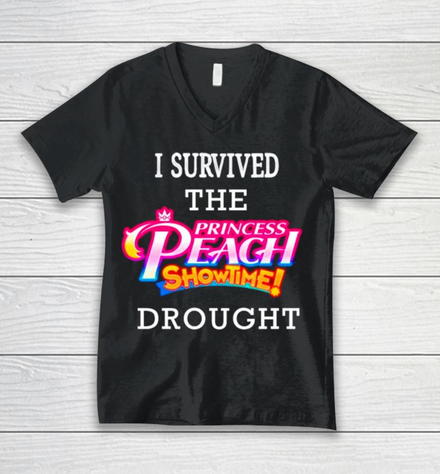 I Survived The Princess Peach Showtime Drought Unisex V-Neck T-Shirt
