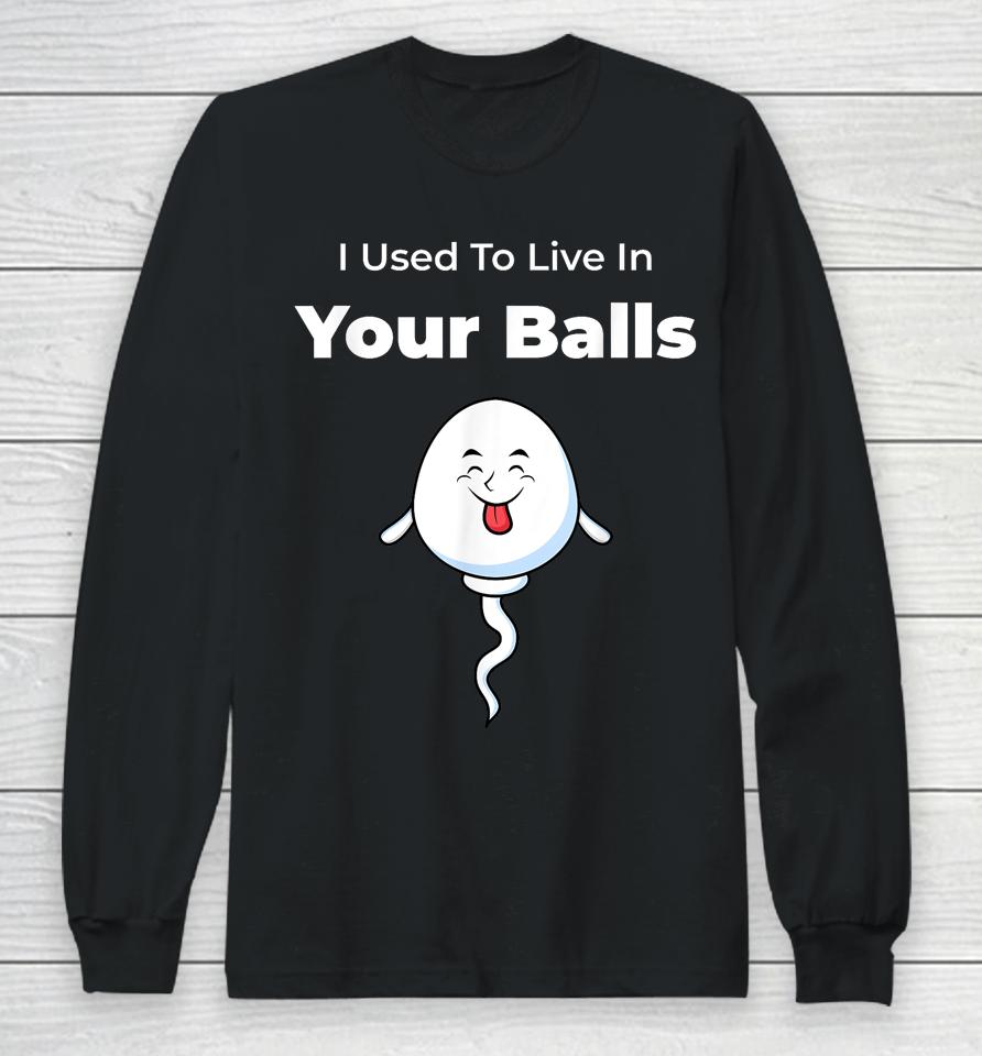 I Used To Live In Your Balls Funny, Silly Father's Day Long Sleeve T-Shirt