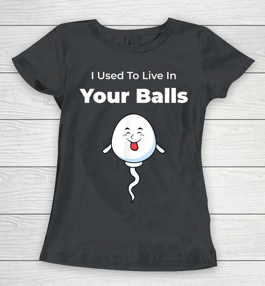I Used To Live In Your Balls Funny, Silly Father's Day Women T-Shirt