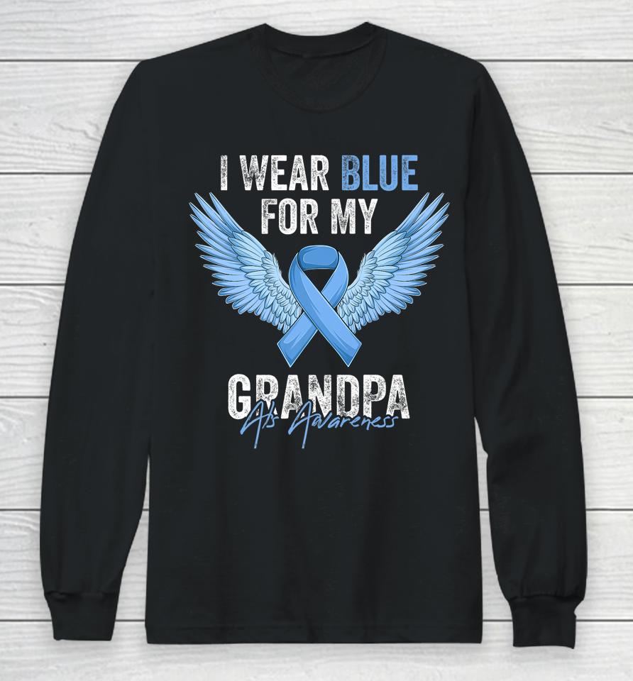 I Wear Blue For My Grandpa Als Awareness Angel Ribbon Long Sleeve T-Shirt