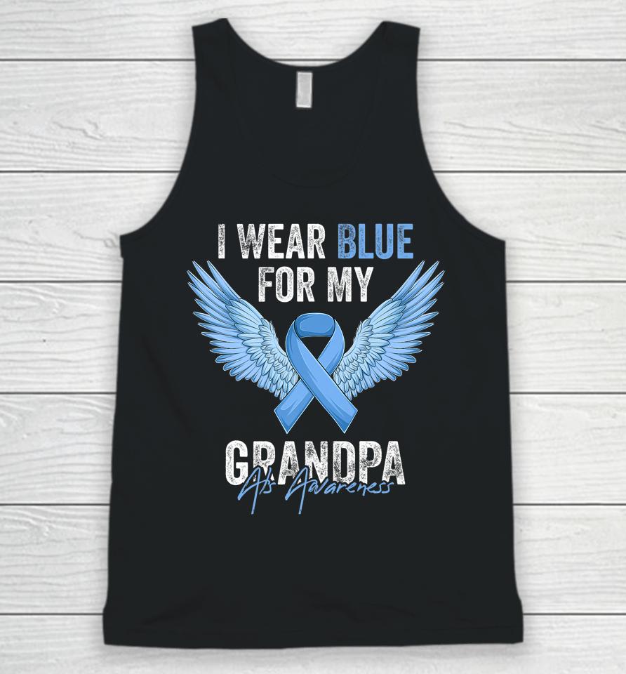 I Wear Blue For My Grandpa Als Awareness Angel Ribbon Unisex Tank Top