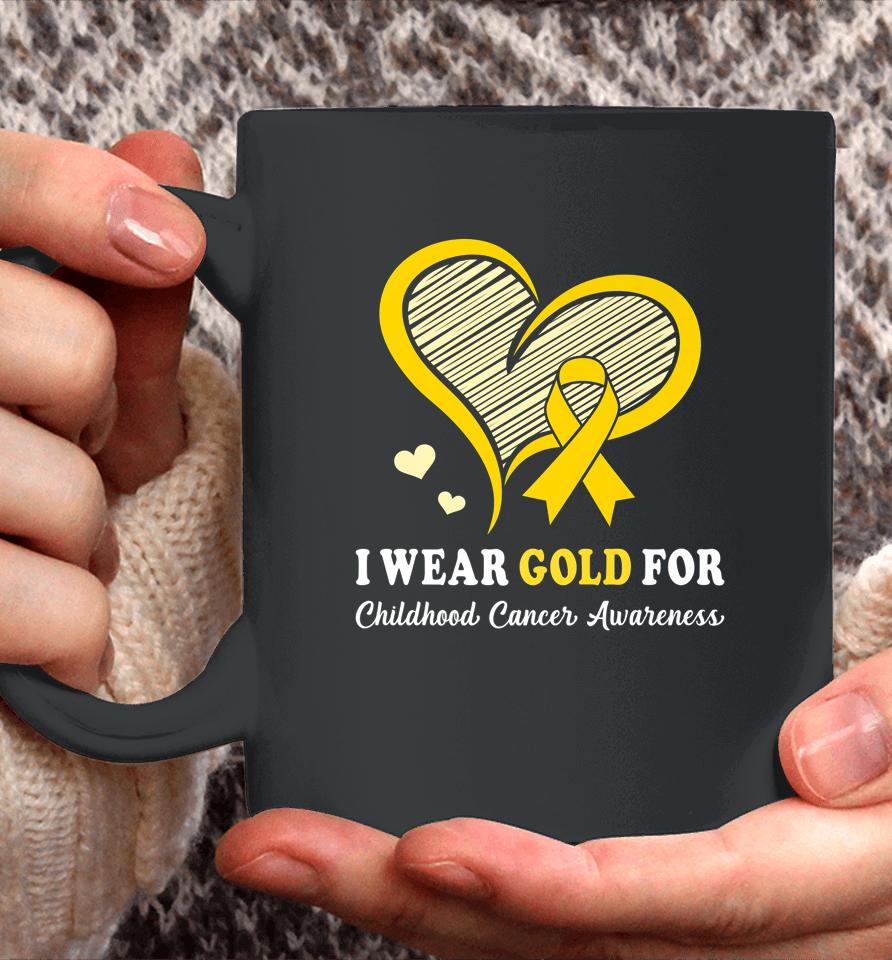 I Wear Gold For Childhood Cancer Hope And Support Cute Heart Coffee Mug