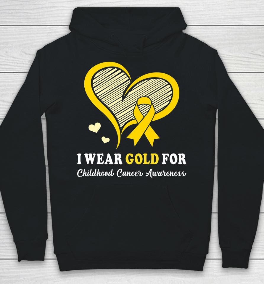 I Wear Gold For Childhood Cancer Hope And Support Cute Heart Hoodie