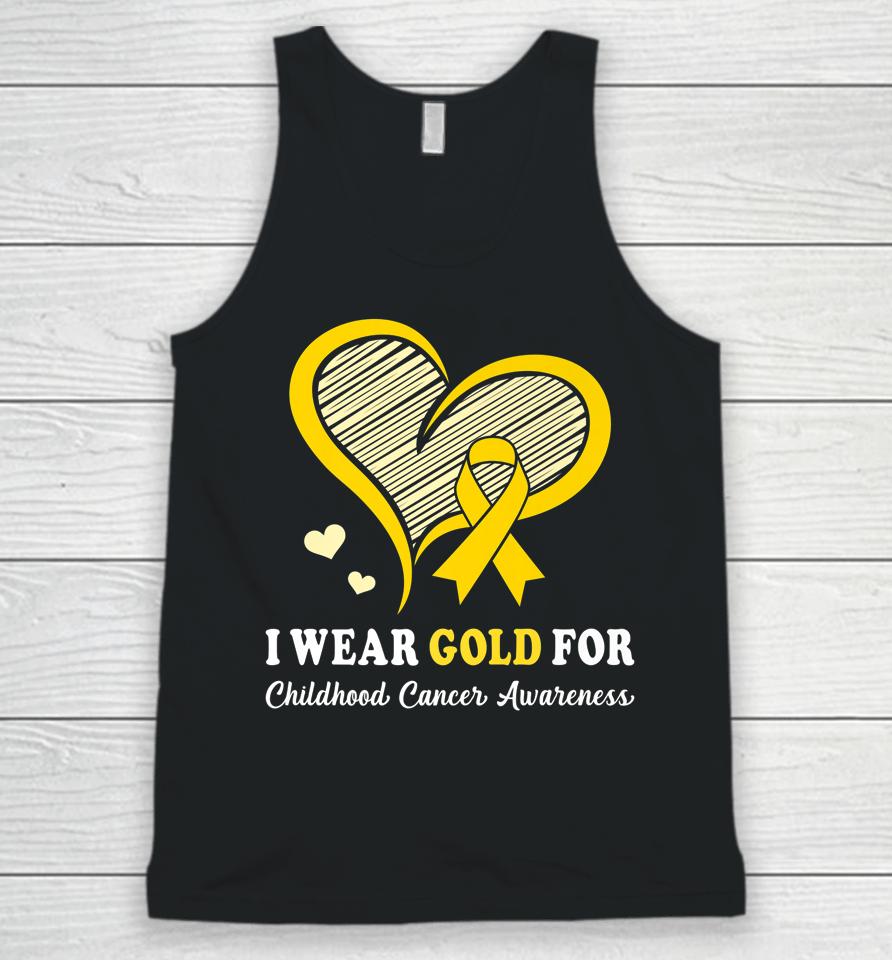 I Wear Gold For Childhood Cancer Hope And Support Cute Heart Unisex Tank Top