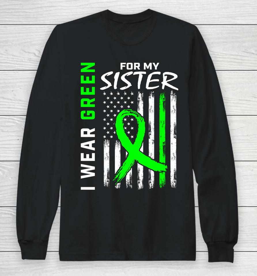 I Wear Green For My Sister Cerebral Palsy Awareness Usa Flag Long Sleeve T-Shirt