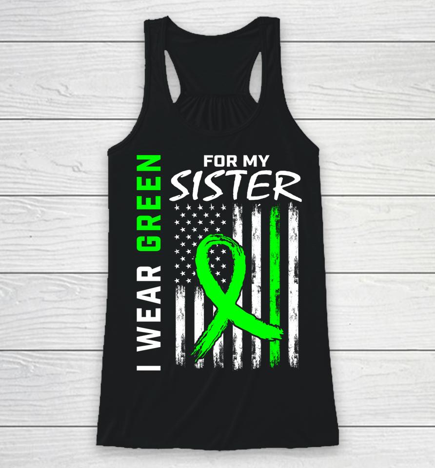 I Wear Green For My Sister Cerebral Palsy Awareness Usa Flag Racerback Tank