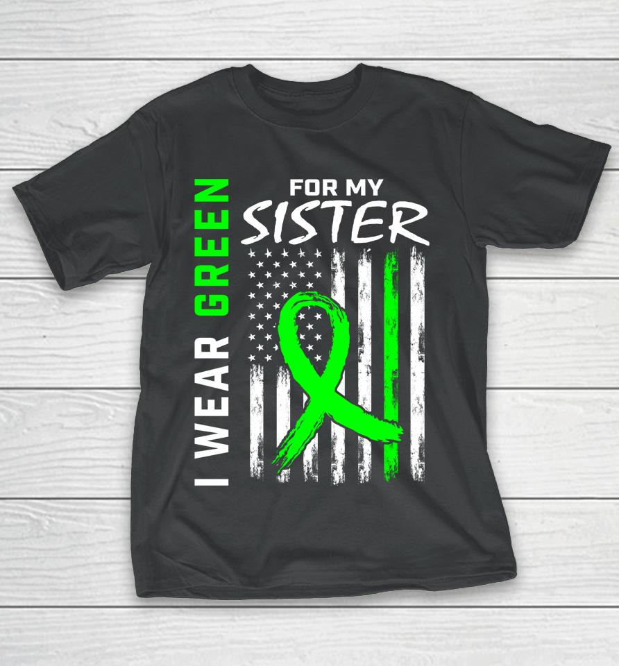 I Wear Green For My Sister Cerebral Palsy Awareness Usa Flag T-Shirt