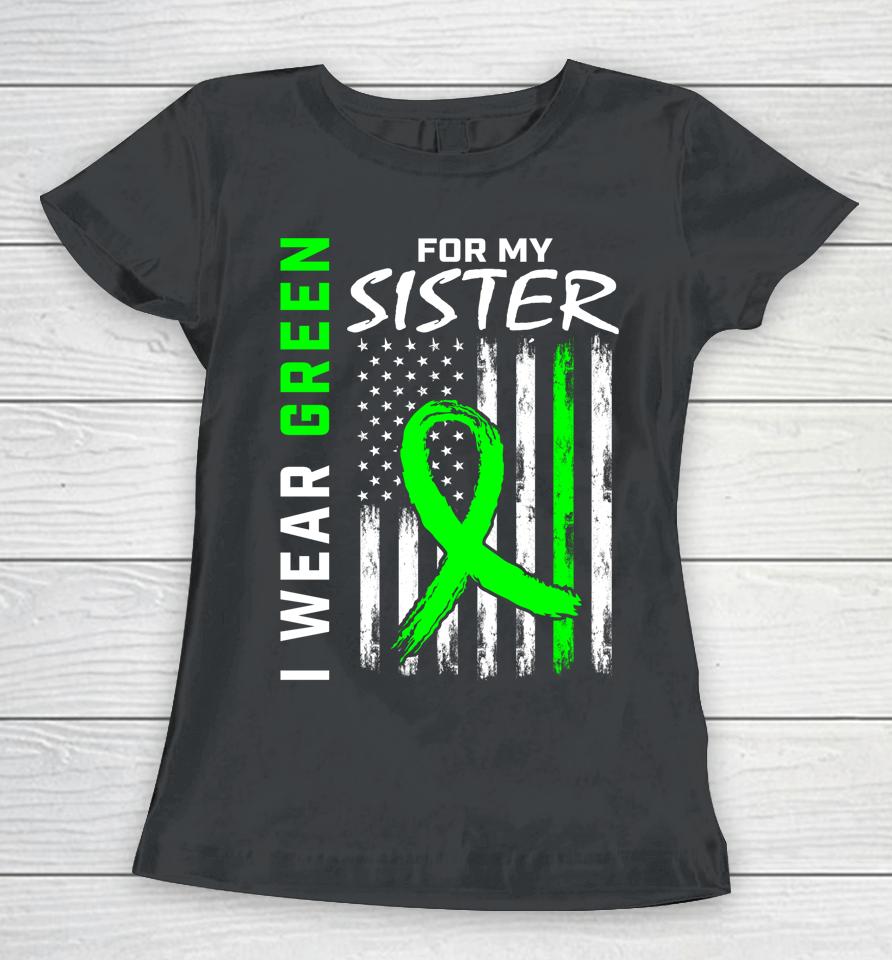 I Wear Green For My Sister Cerebral Palsy Awareness Usa Flag Women T-Shirt