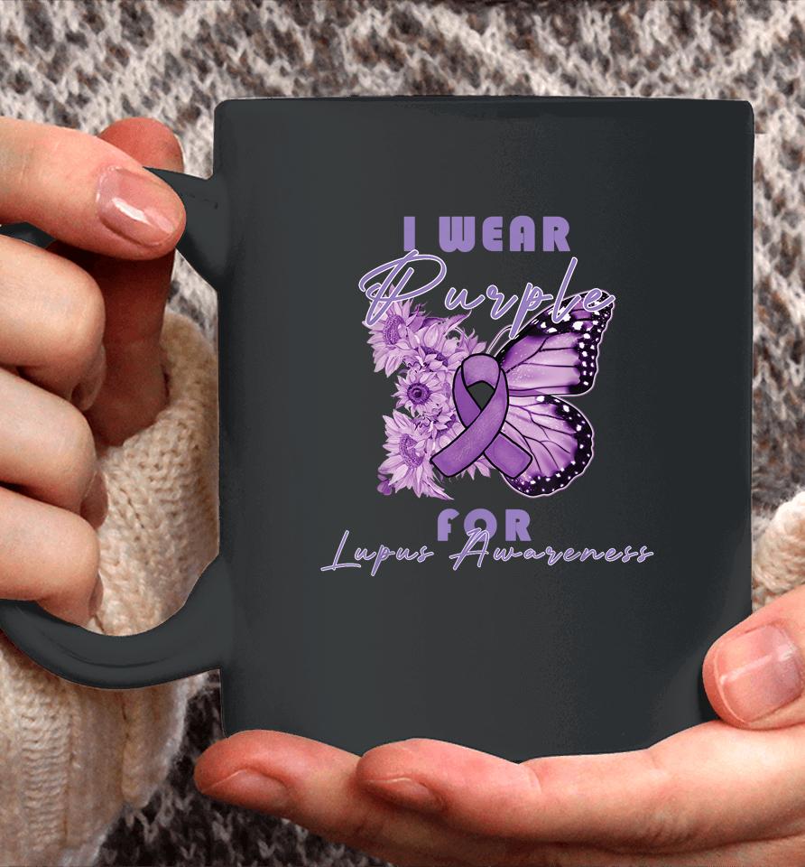 I Wear Purple For Lupus Awareness Butterfly May Month Coffee Mug
