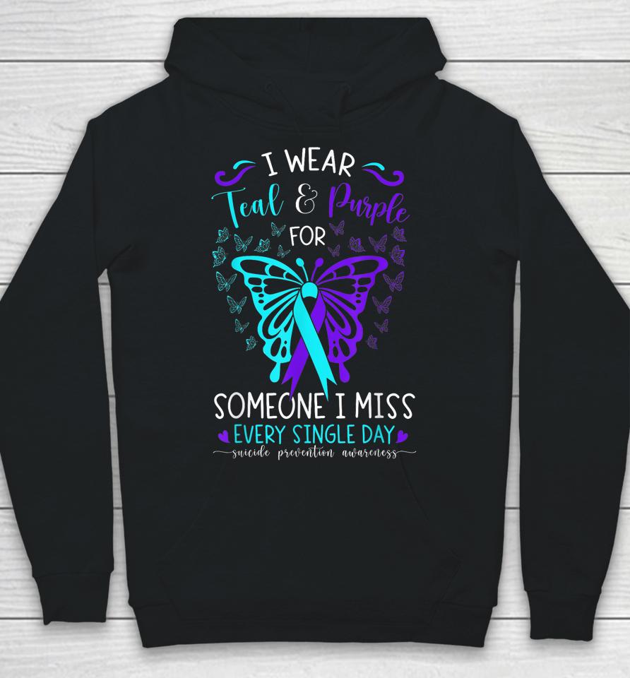 I Wear Teal And Purple Suicide Awareness Butterfly Support Hoodie