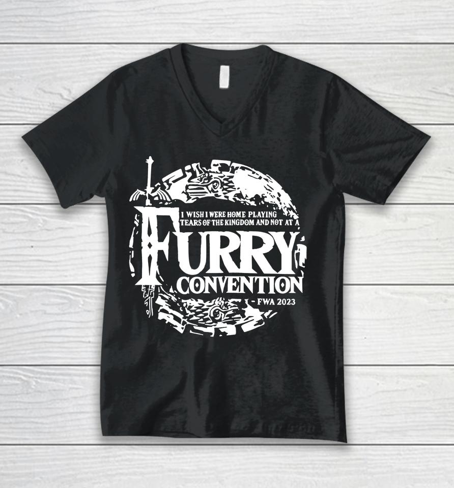 I Wish I Were Home Playing Tears Of The Kingdom And Not At A Furry Convention Fwa 2023 Unisex V-Neck T-Shirt