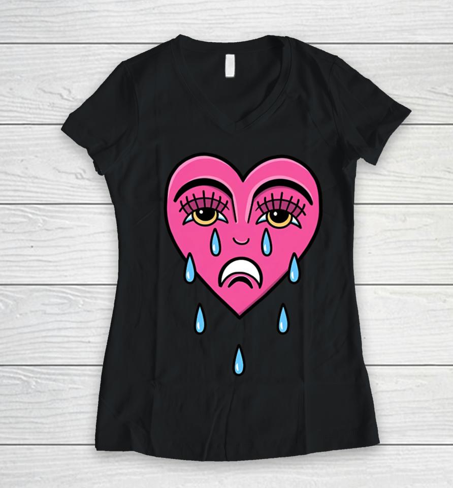 Iain Hursey- Sign Painter Crying Heart Women V-Neck T-Shirt
