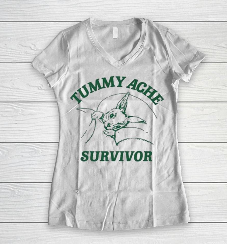 Ibs Tummy Ache Survivor Rabbit Coomstress Women V-Neck T-Shirt