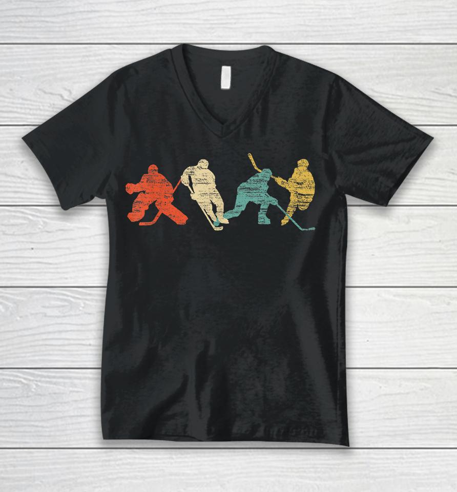 Ice Hockey Vintage Unisex V-Neck T-Shirt