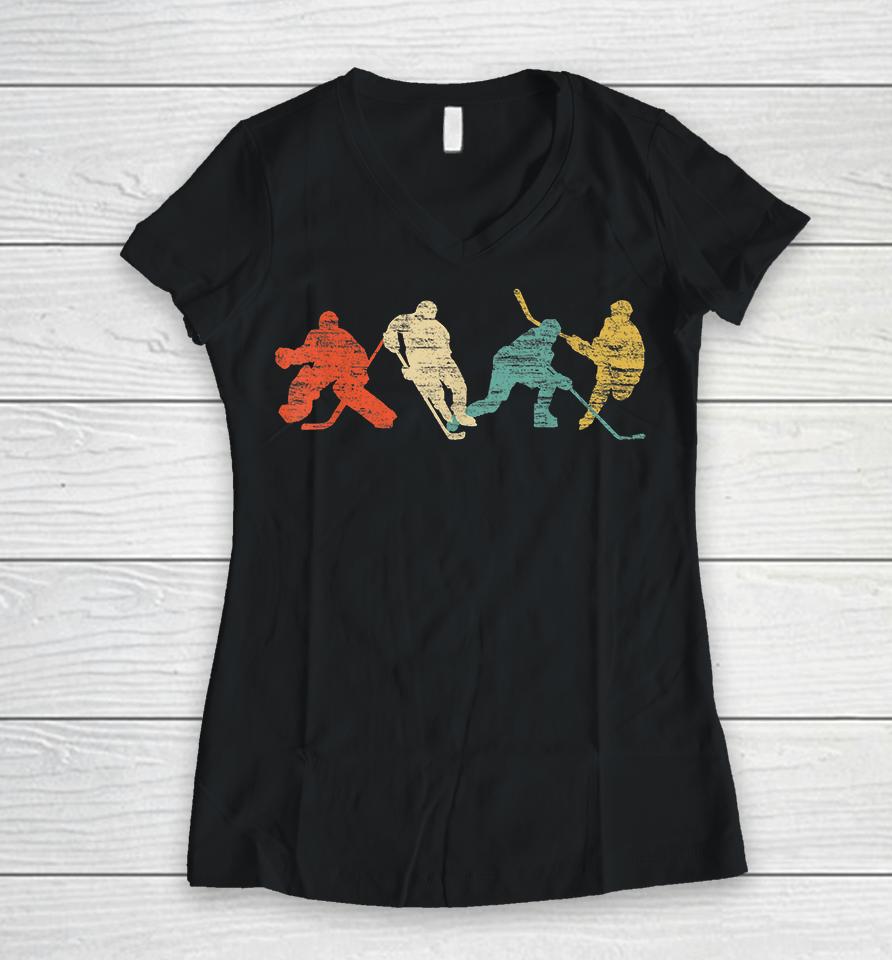 Ice Hockey Vintage Women V-Neck T-Shirt