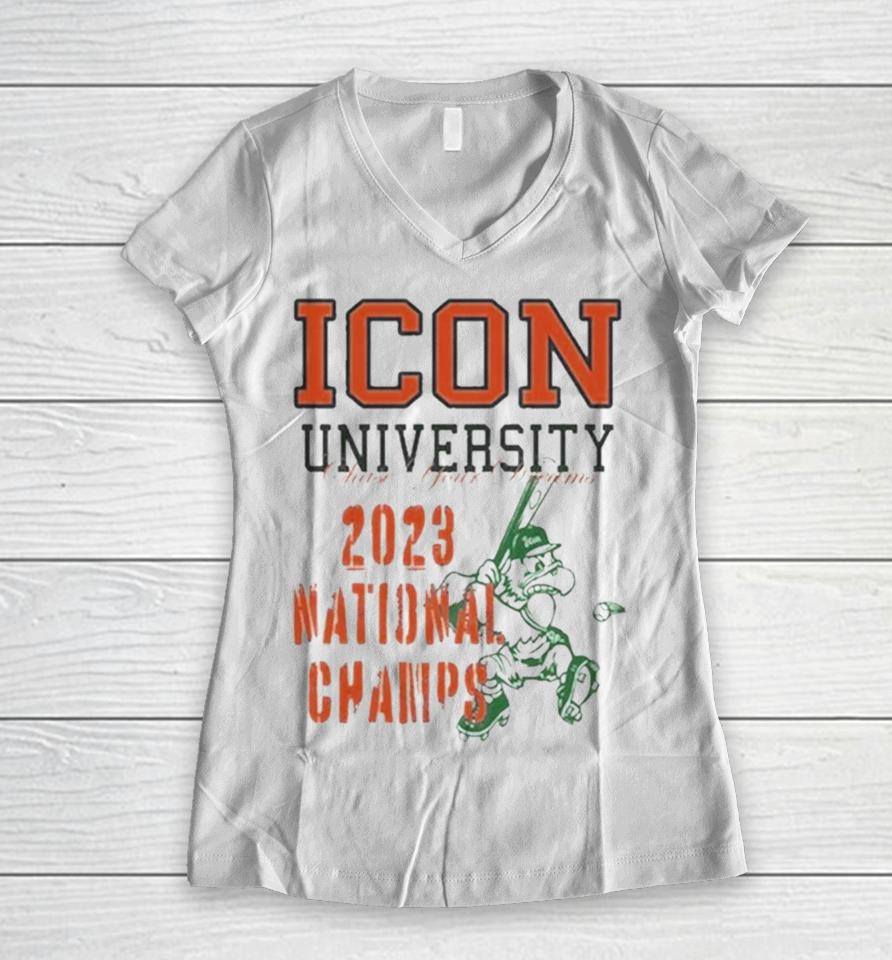 Icon University Chase Your Dreams 2023 National Champs Mascot Women V-Neck T-Shirt