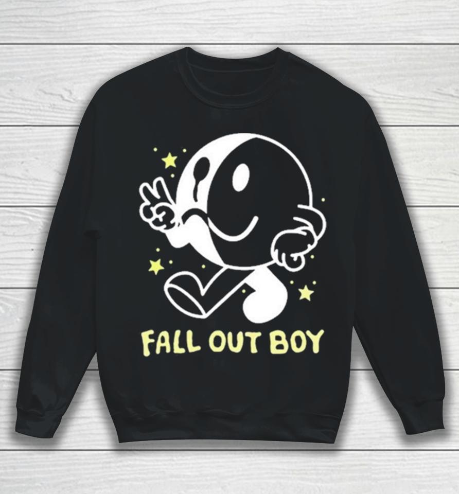 Icon White Black Fall Out Boy Peace Smiley Pullover Sweatshirt